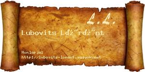 Lubovits Lóránt névjegykártya